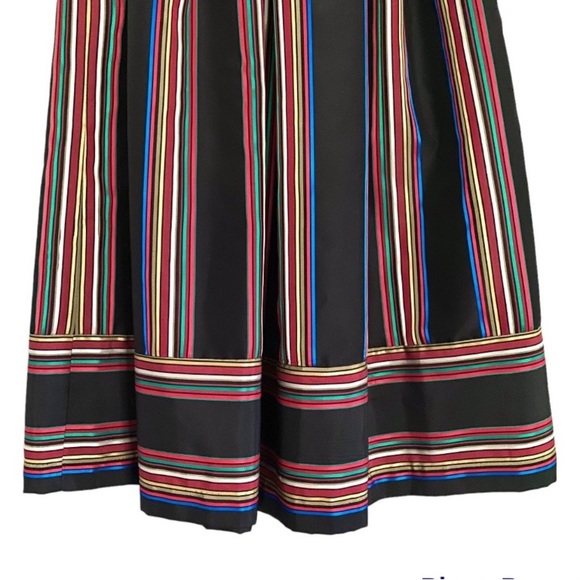 Vintage 70s Black Full Midi Skirt Rainbow Stripes by Ann Stevens New York 6 - Picture 3 of 8